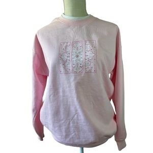 Sweater size M pink color sparkles accents